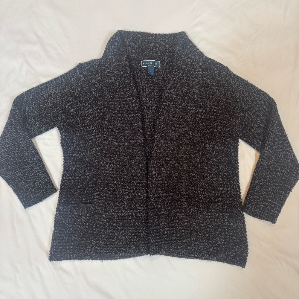 Karen Scott Marled Knit Shawl Collar Cardigan - Size L